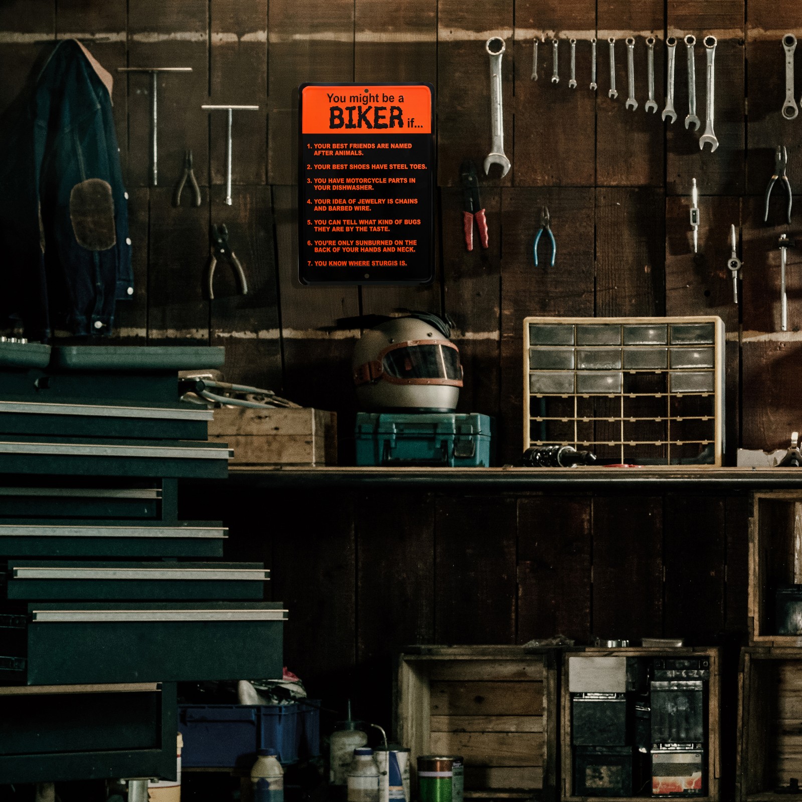 Funny You Might Be Biker If Sign Man Can Wall Art Poster Garage, Bar Room Decor