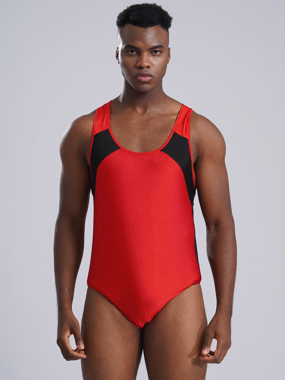 US~ Men's Sleeveless Tank Bodysuit Gymnastics Athletic Leotard Wrestling Singlet