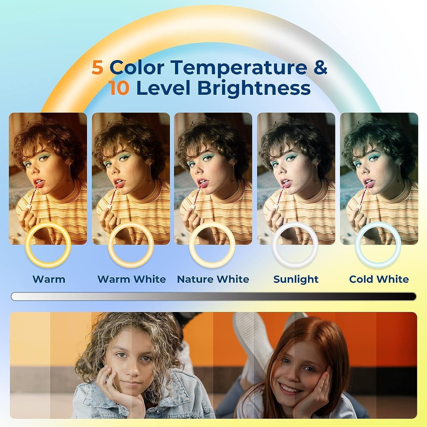 Aureday 14'' Selfie Ring Light with 62'' Tripod Stand and Phone Holder, Dimmable