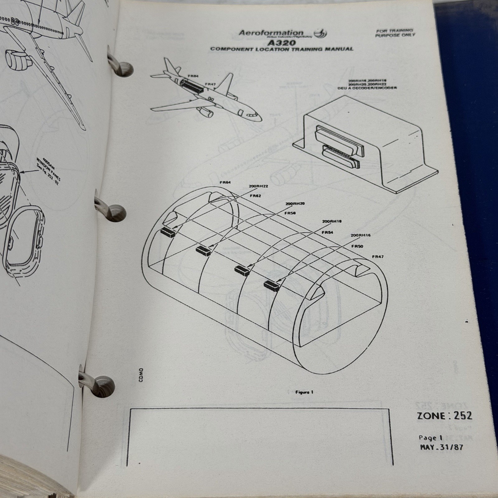A320 Component Location Training Manual Aeroformation 1986 Airbus Binder