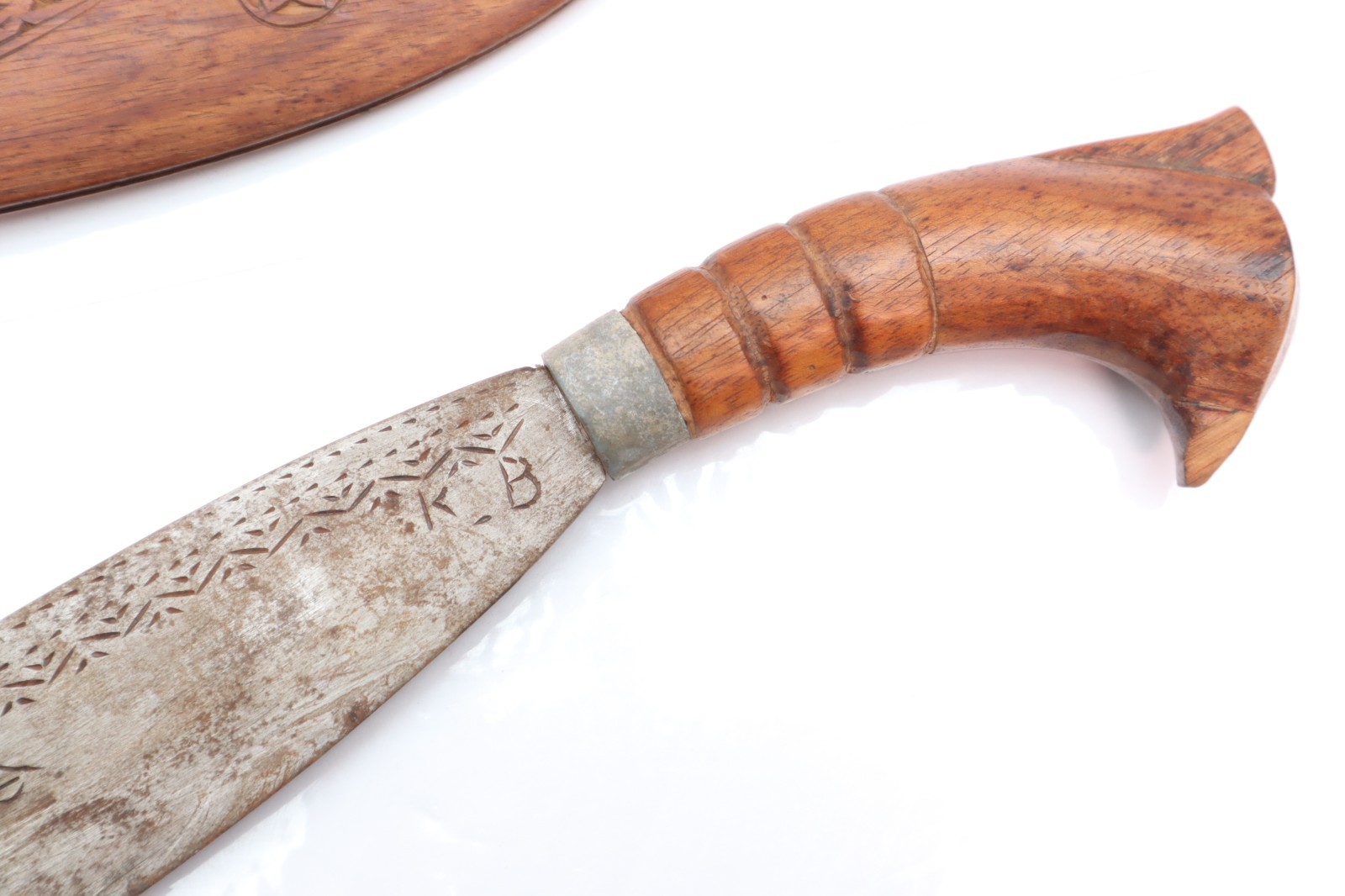 Vintage WWII Filipino Philippines Palang Bolo Knife/Sword w/Wood Sheath Antique-