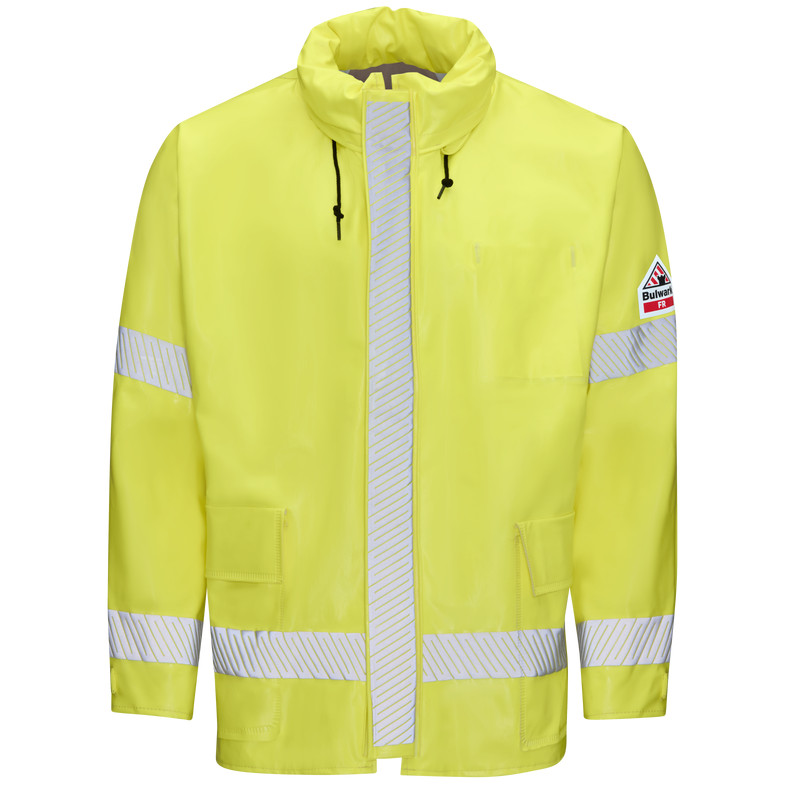 Yellow Bulwark JXN6YE Men's FR Hi-Visibility Flame Resistant Rain Jacket X-Large