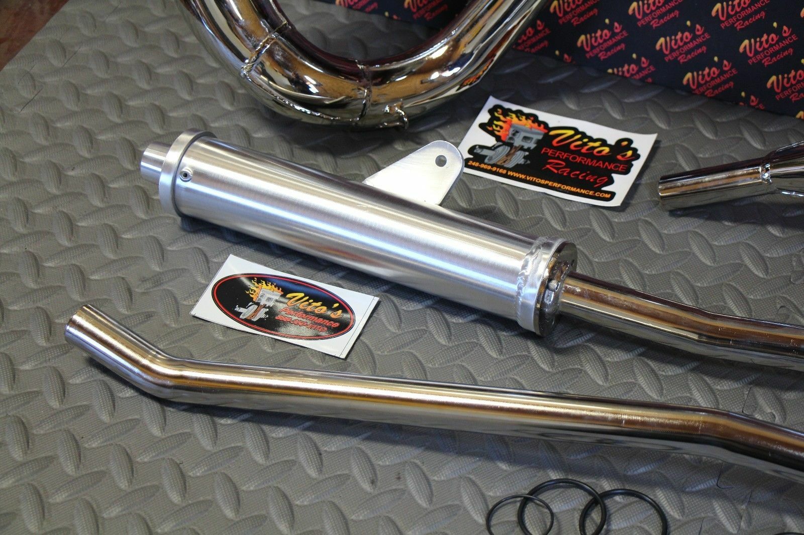 Vito's Performance FAT BASTARD pipes in frame 1987-2006 Yamaha Banshee CHROME