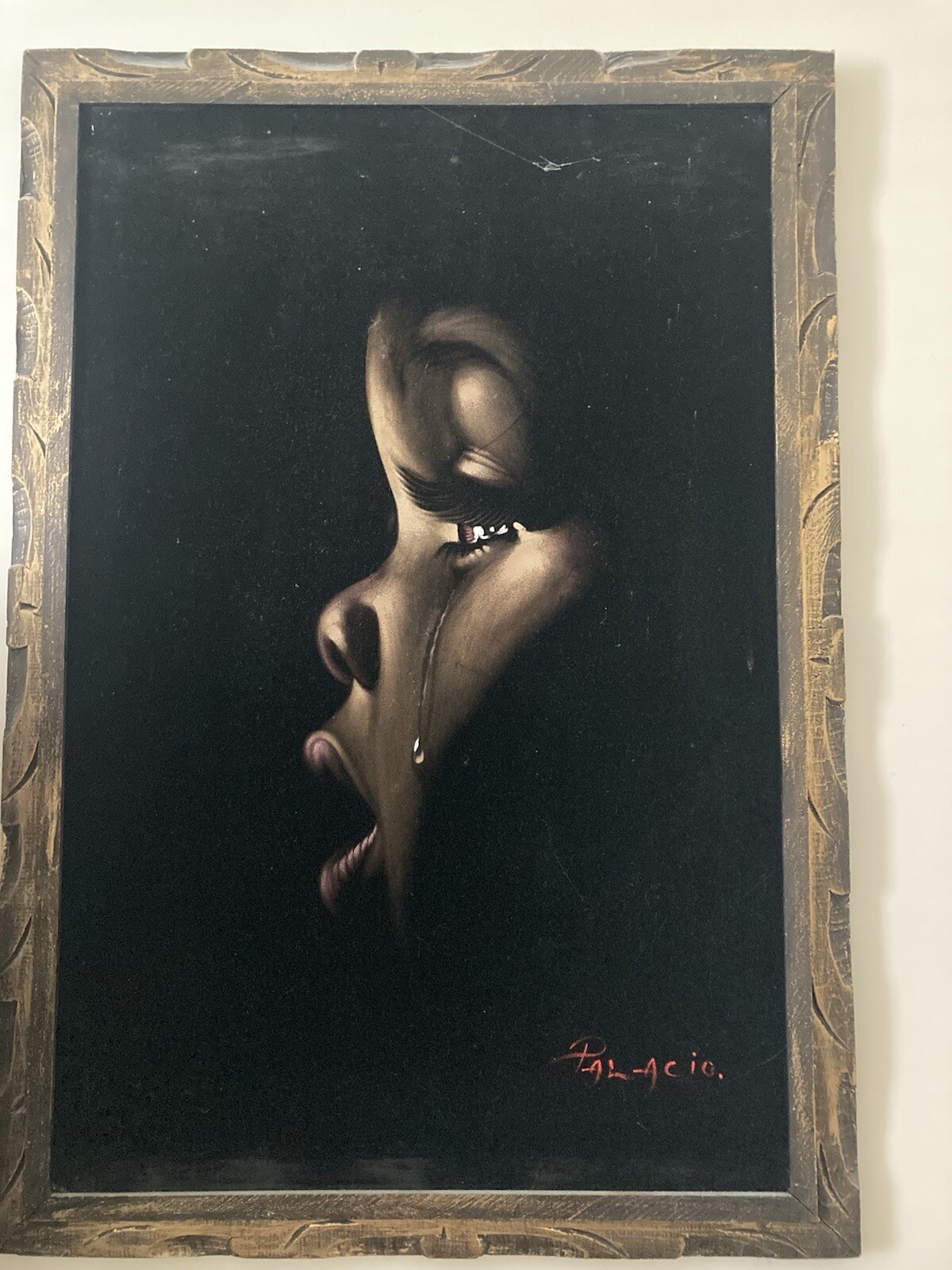 OIl Painting On Velvet .  CHILD 39”x29”