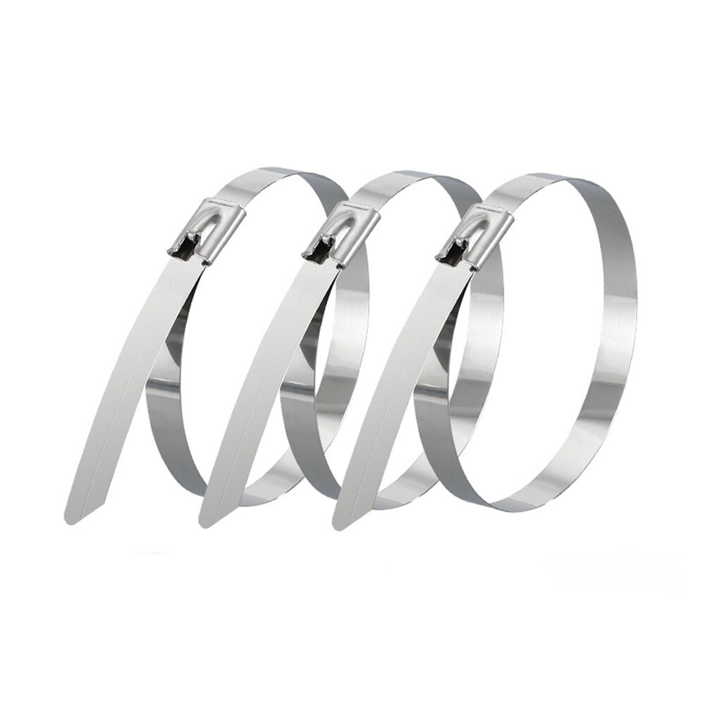 50 Pcs 304 Stainless Steel Metal Exhaust 150*4.6mm Wrap Locking Cable Zip Ties