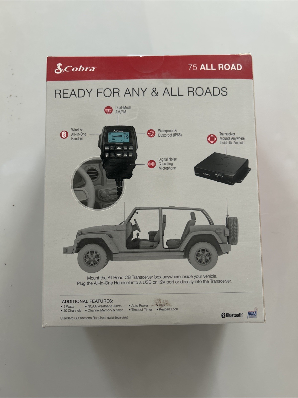 Cobra 75 All Road Wireless CB Radio Dual-Mode AM/FM Bluetooth NOAA IP66 New