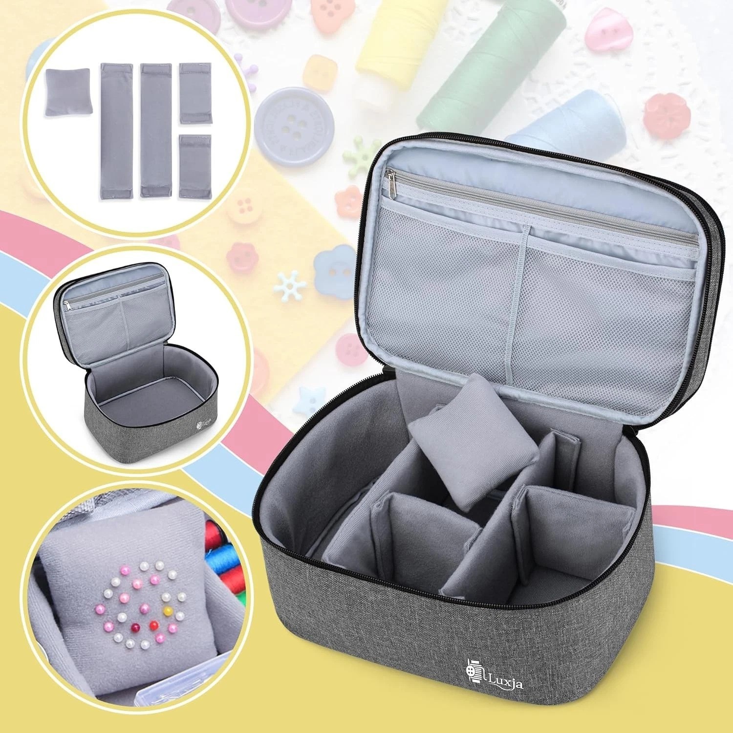 Double-Layer Sewing Accessories Organizer, Sewing Supplies Organizer for Need...