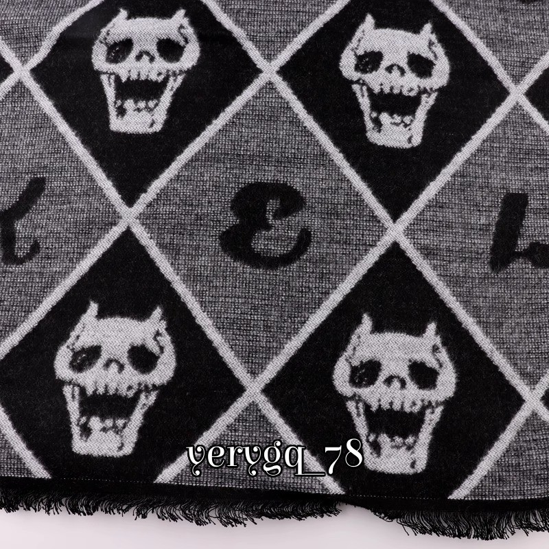 JoJo's Bizarre Adventure Kira Yoshikage Velvet Scarf Black Skull Warm Scarf Gift