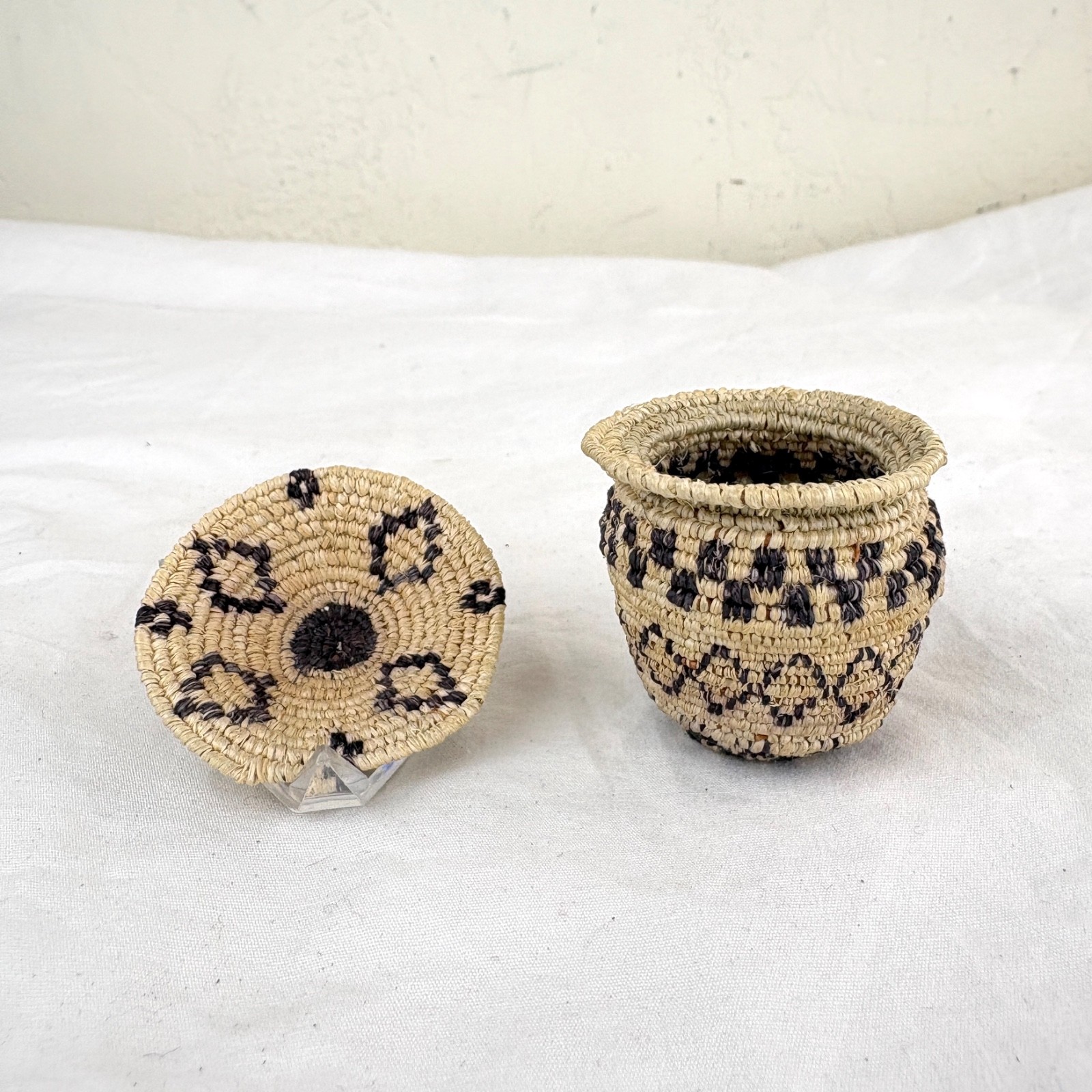 Two Miniature White Mountain Apache Baskets