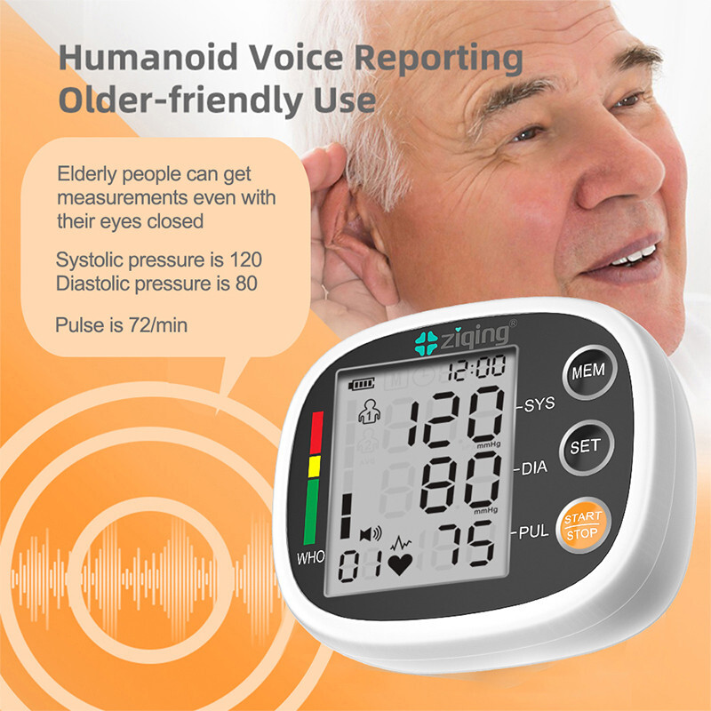 Rechargeable Sphygmomanometer Digital Blood Pressure Monitor Wrist Black