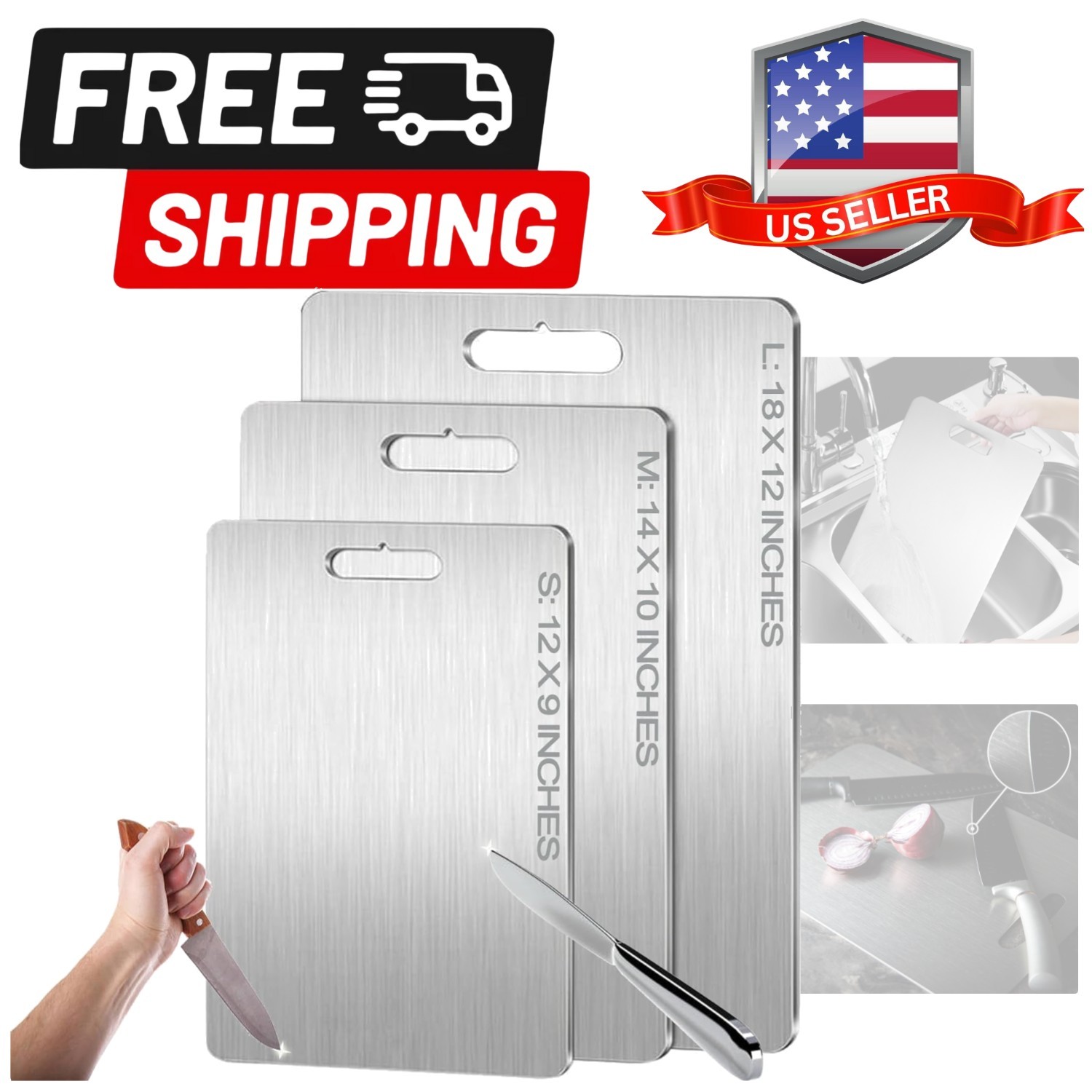 Titanium Cutting Boards - 100% Pure Titanium Cutting Boards for Kitchen - Cut...