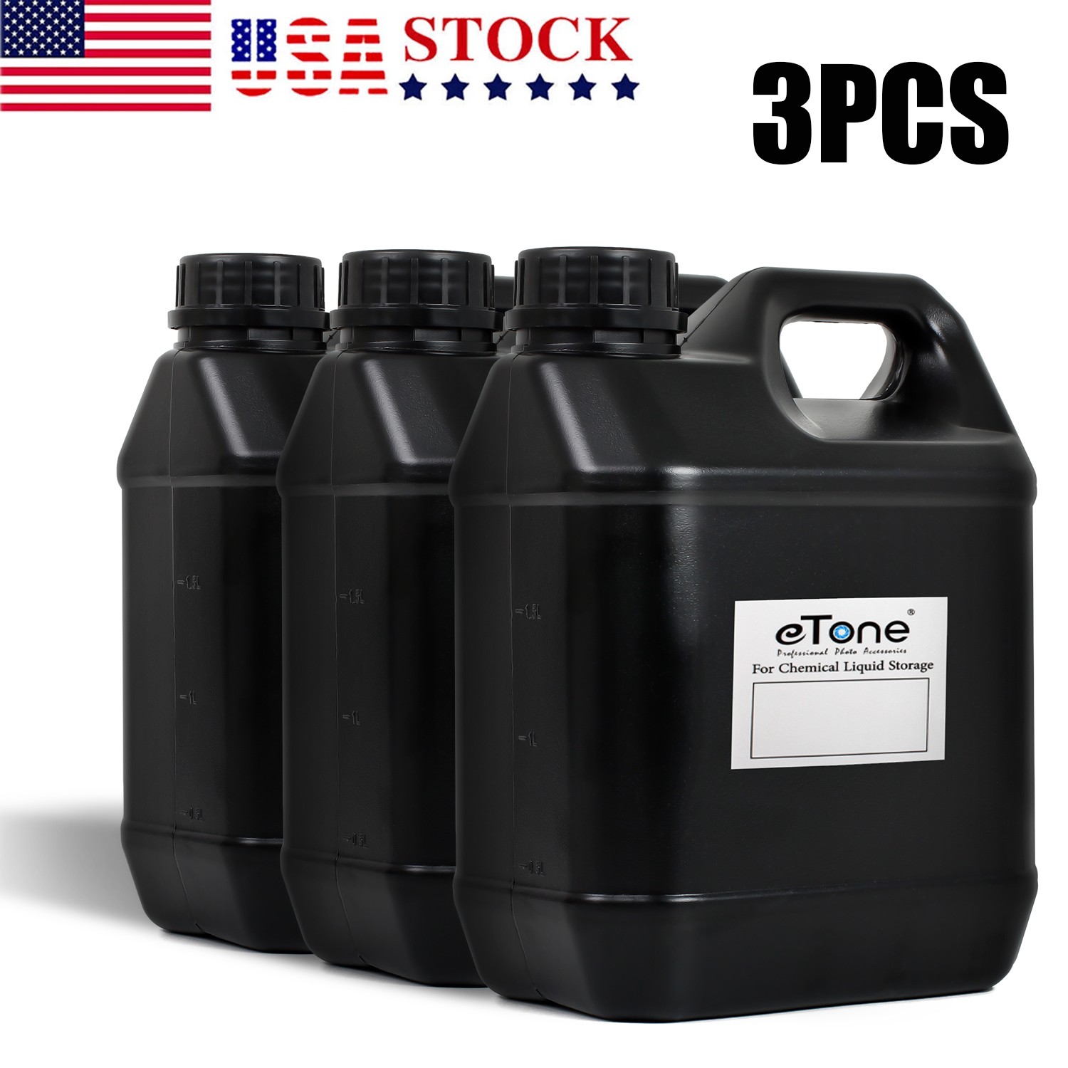 3Pcs 2L Darkroom Chemical Storage Bottles B/W Film Photo Developing Processing
