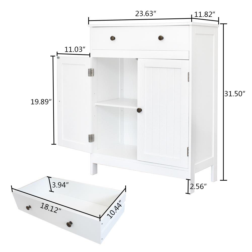 Wooden Floor Cabinet Freestanding Bathroom Storage Cabinet Unit Home Decor White