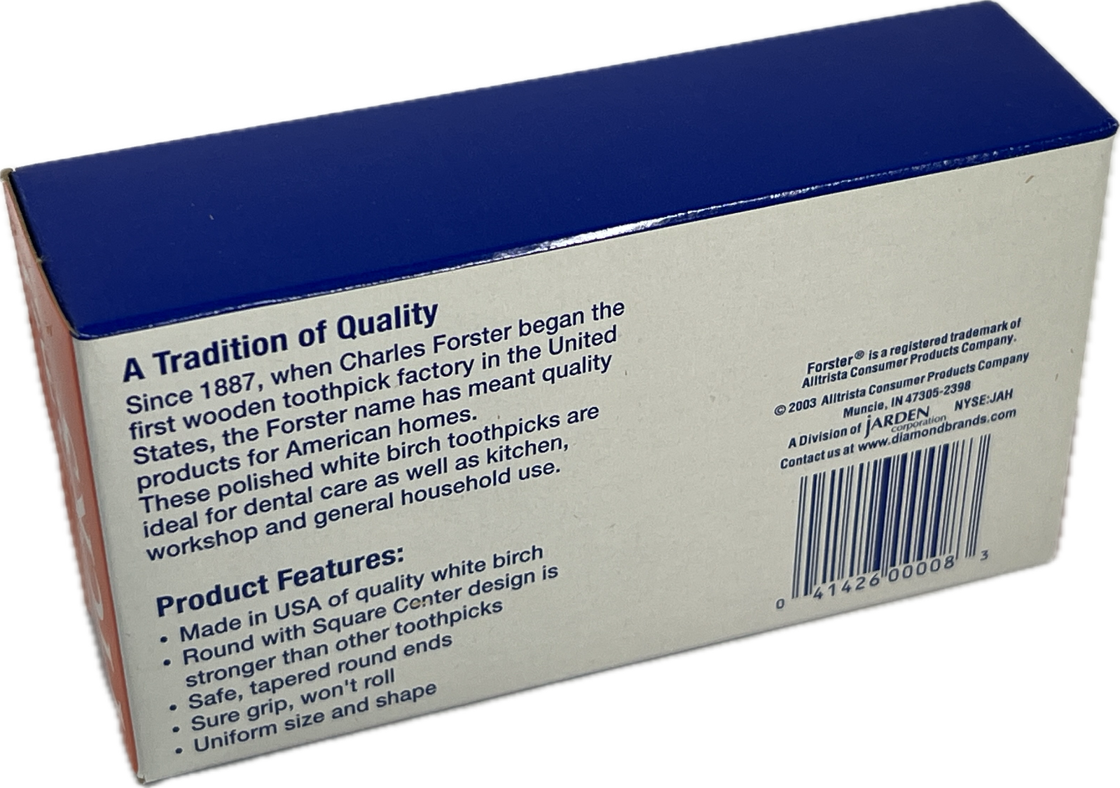 3/800 Forster Round with Square Center Wooden Toothpicks USA Birch Wood