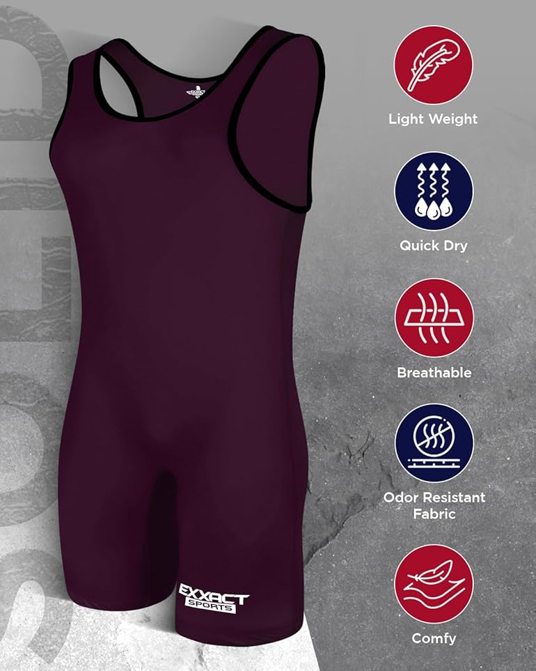 Exxact Sports Plain Wrestling Singlet Single Ply - Adult Wrestling Singlet