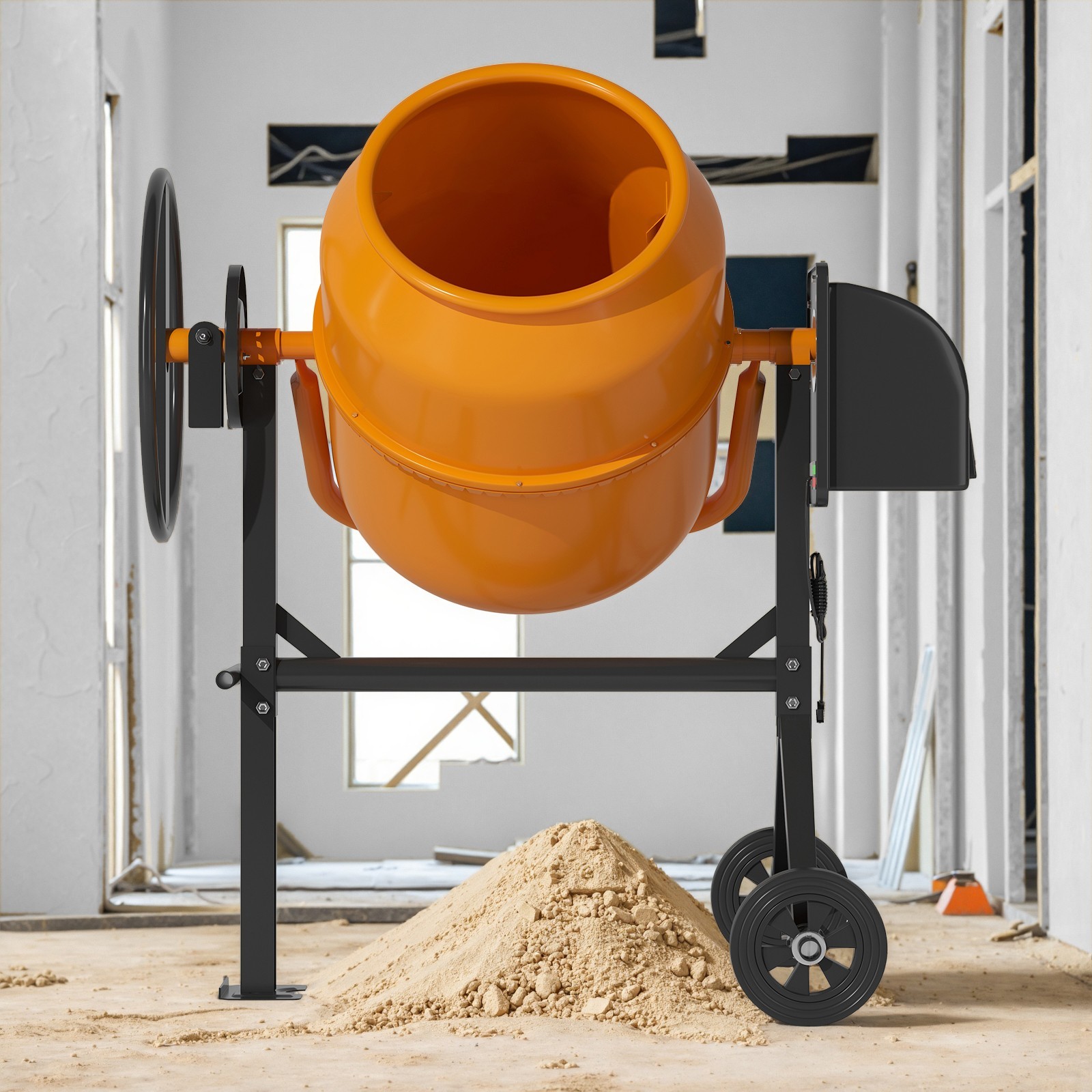DISHUP Cement Mixer,5.0 Cu.ft Concrete Mixer with Wheels for Stucco/Seeds