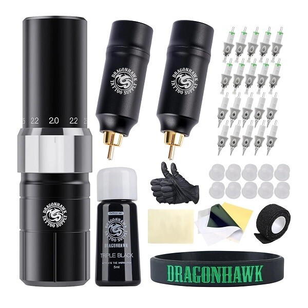 Dragonhawk Tattoo Kit Tour Y23 Wireless Tattoo Kits 2 Replaceable Batteries