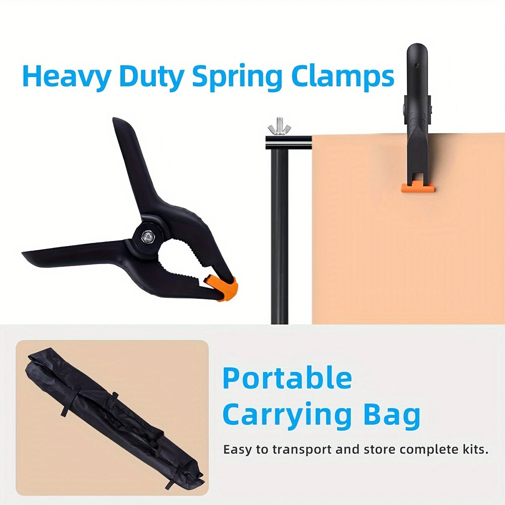 Adjustable Backdrop Stand Background Support System with Carrying Bag + 4 Clamps