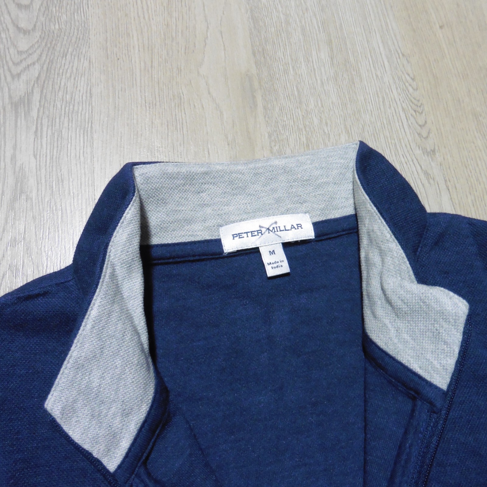 PETER MILLAR Mens M MEDIUM PULLOVER NAVY BLUE CROWN COMFORT 1/4 ZIP POLO SWEATER