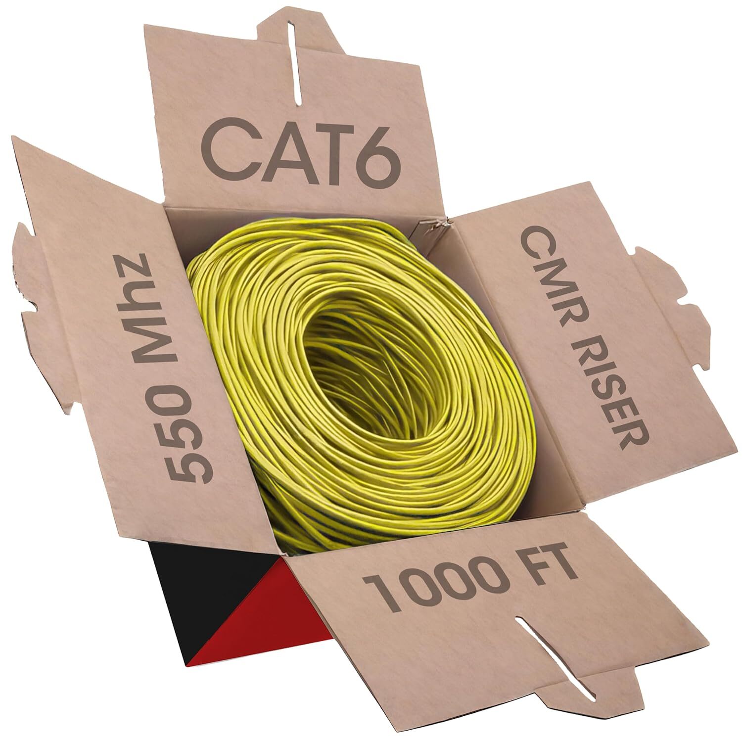 Cat6 Cable 1000ft 23AWG Solid 4 Pair Bulk Cat 6 Ethernet Cable (UTP CMR) 550MHz