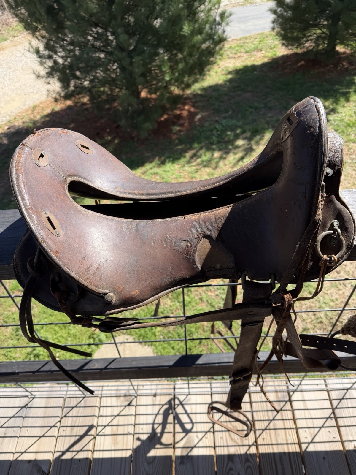 Antique World War I 12 inch McClellan Calvary Saddle, All Original W/ Stirrups