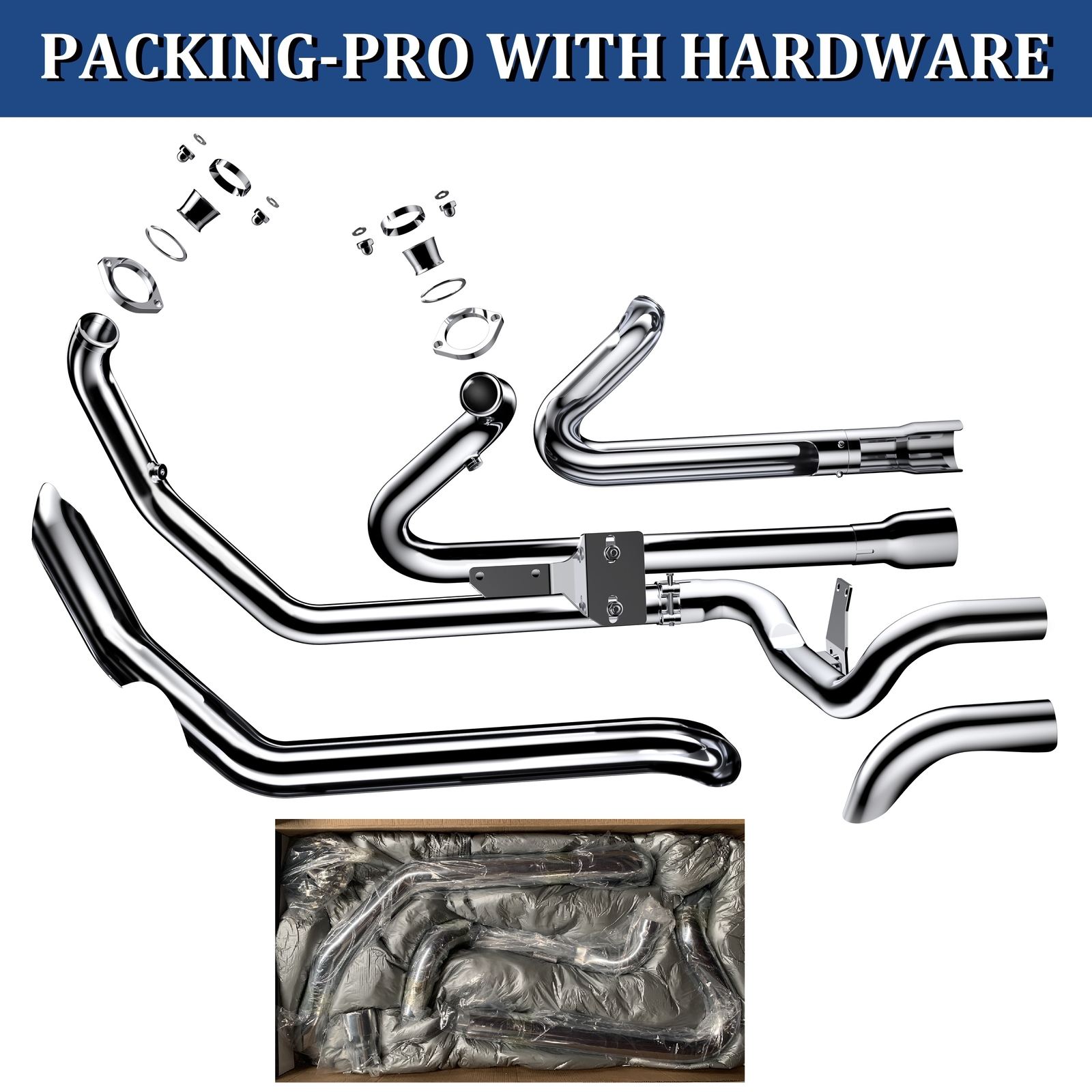 SHARKROAD Independent Header True Dual Exhaust for Harley 2017-Up Touring