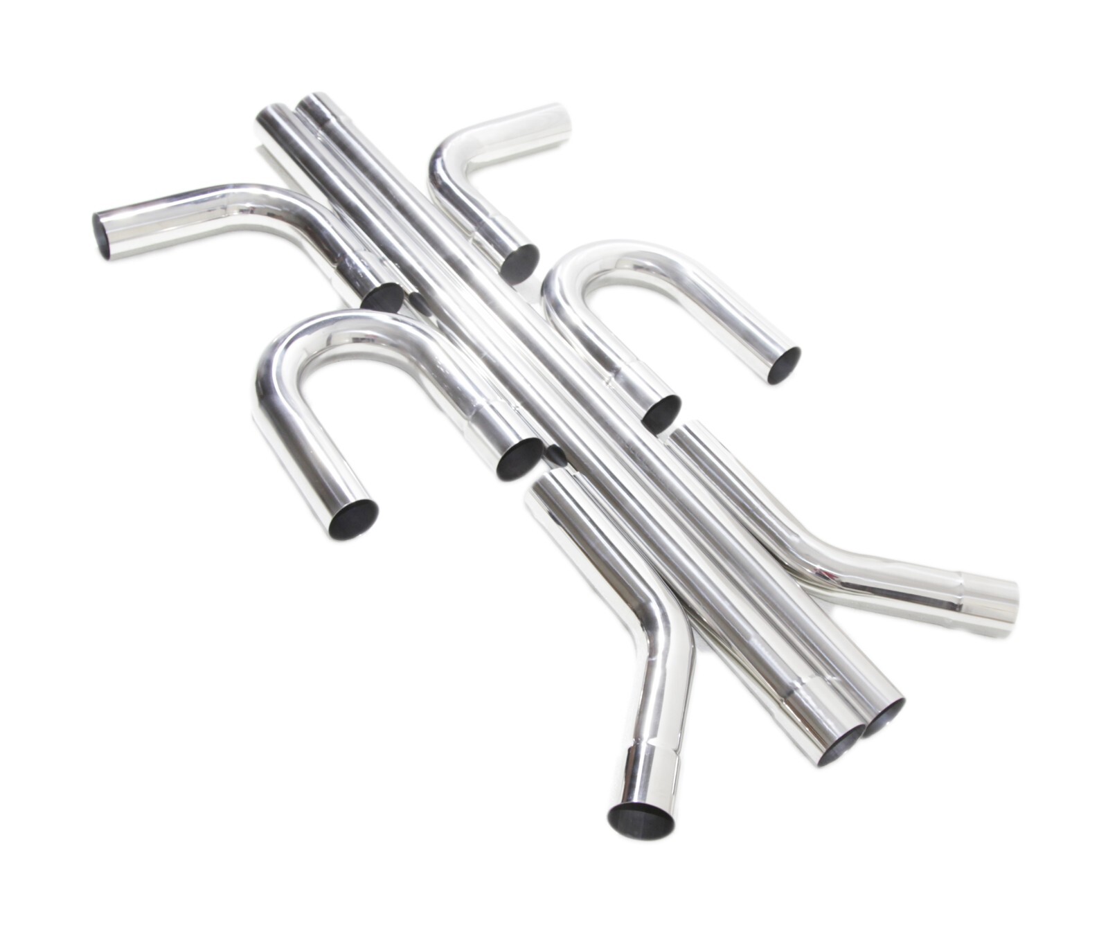 SS Straight+45DEG+90DEG+U Bend DIY Custom Mandrel Exhaust 8PC 2.5" OD Pipe Kit