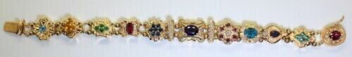 5.50 Ct multi gemstone &Simulated Diamond Tennis Bracelet 14k Yellow Gold Finish