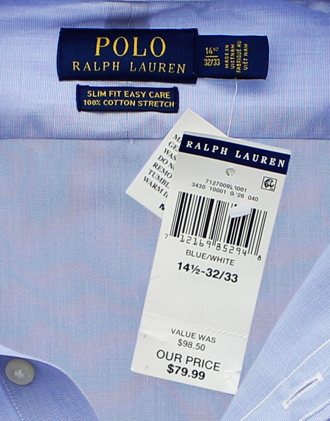 POLO Ralph Lauren Poplin Shirt Men's Slim Fit Cotton Easy Care