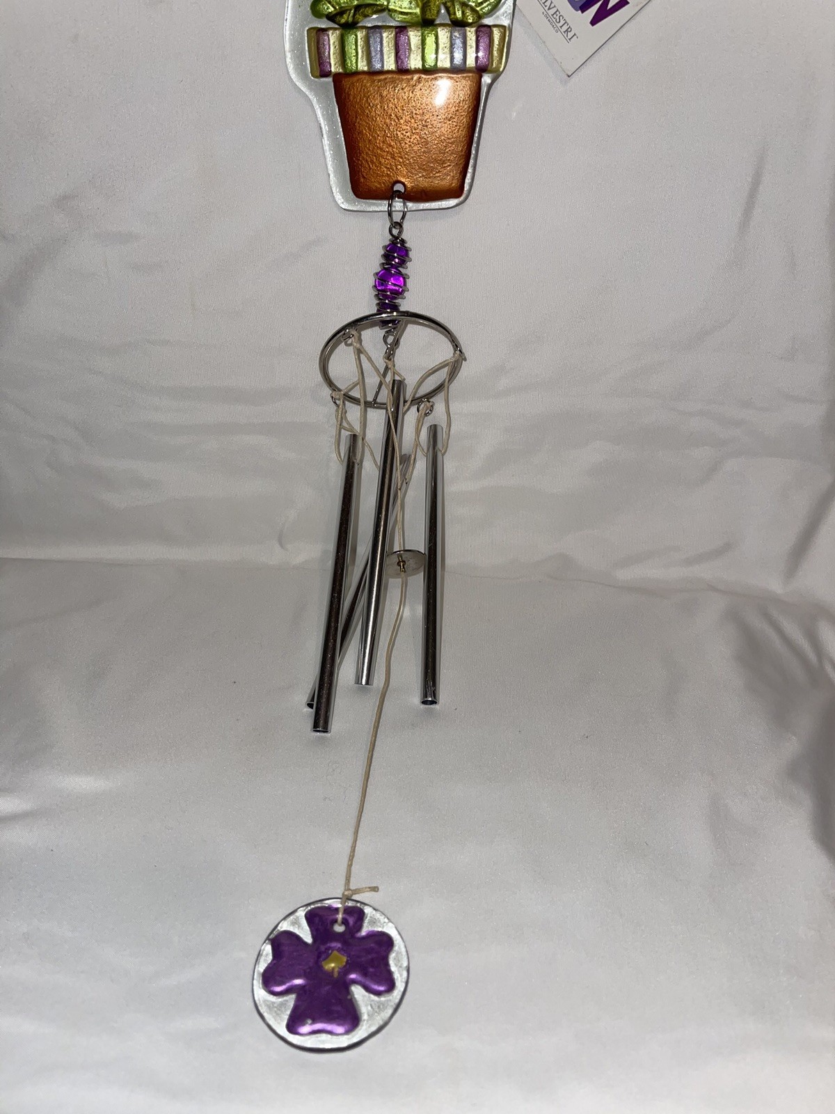 Purple 😻 Hydrangea Fused Glass Wind Chime Demdaco Nice
