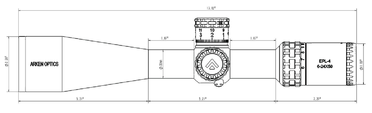 Arken Optics EPL-4 6-24X50 FFP MOA VPR Illuminated Reticle with Zero Stop - 30mm
