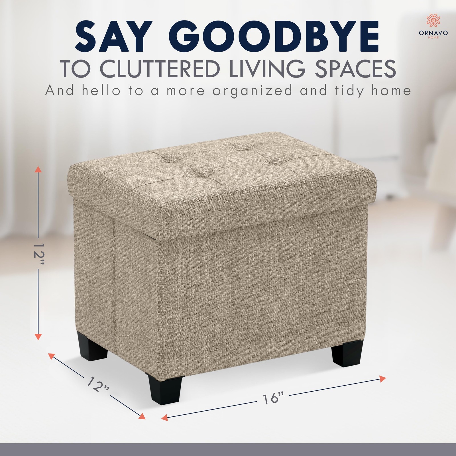 Storage Ottoman Small Rectangle Ottoman with Legs, Foot Rest Stool Seat, Load...