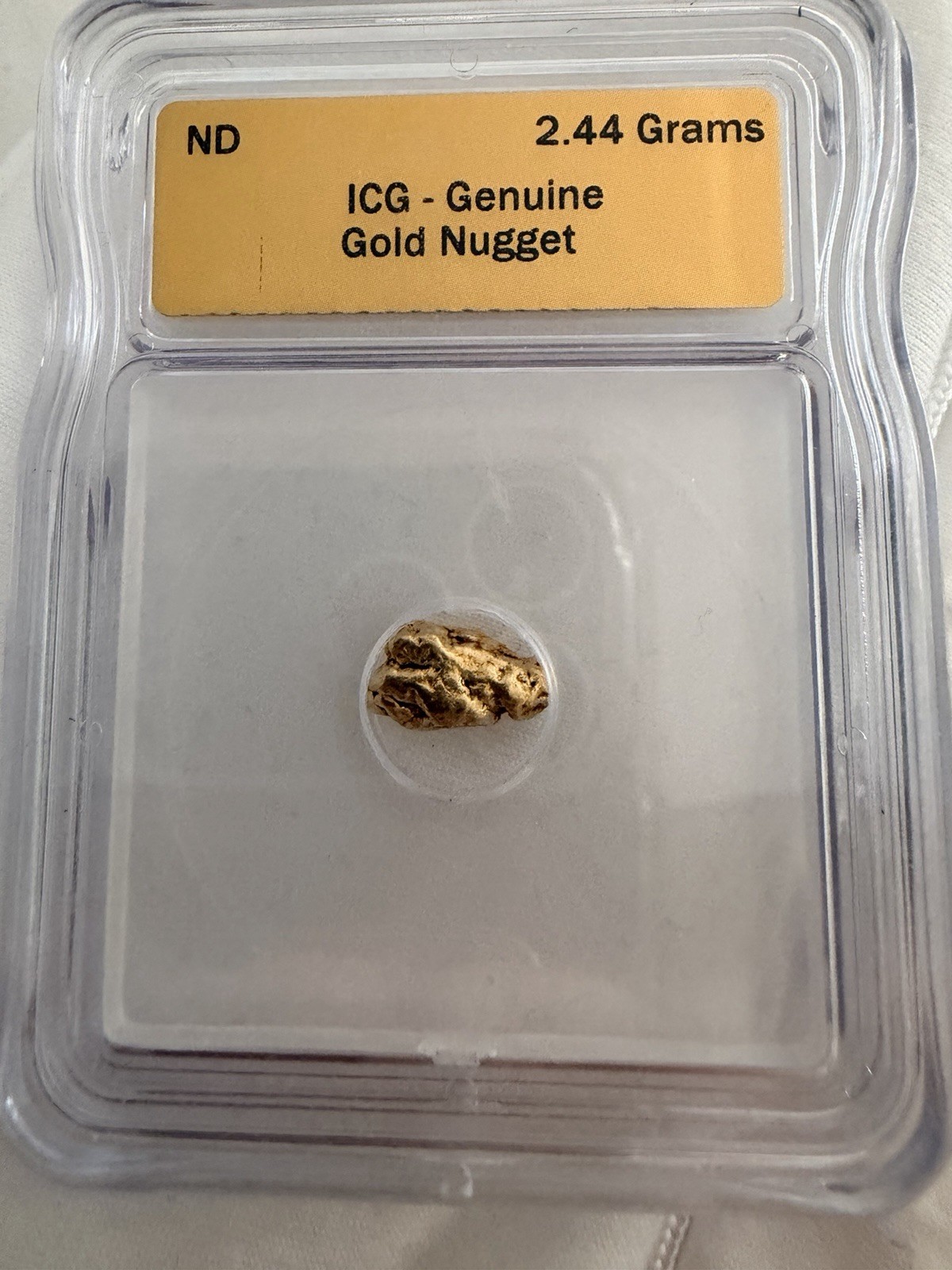ICG Genuine Gold Nugget 2.44 Grams - Gold Foil Label!