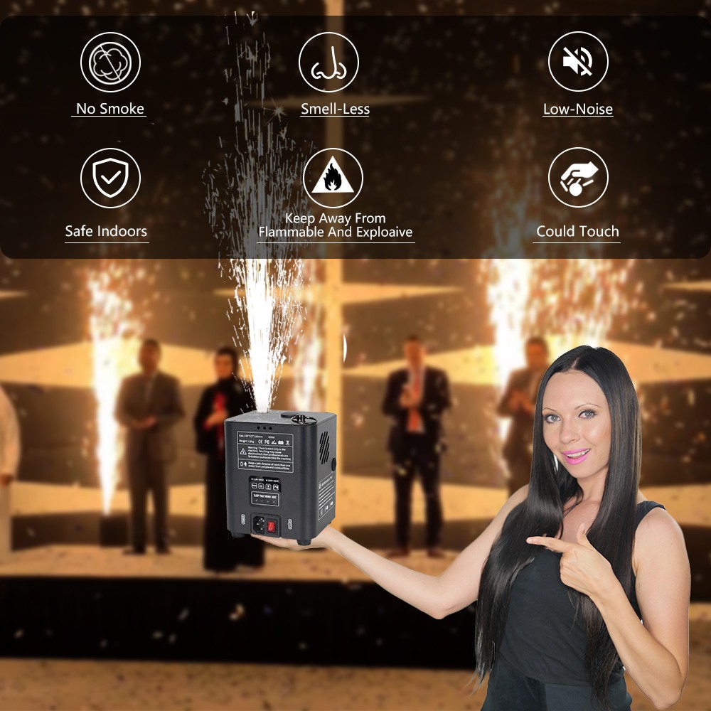 2Pack Mini Cold Spark Machine Firework Machine Wedding Stage Effect Remote 1-3M