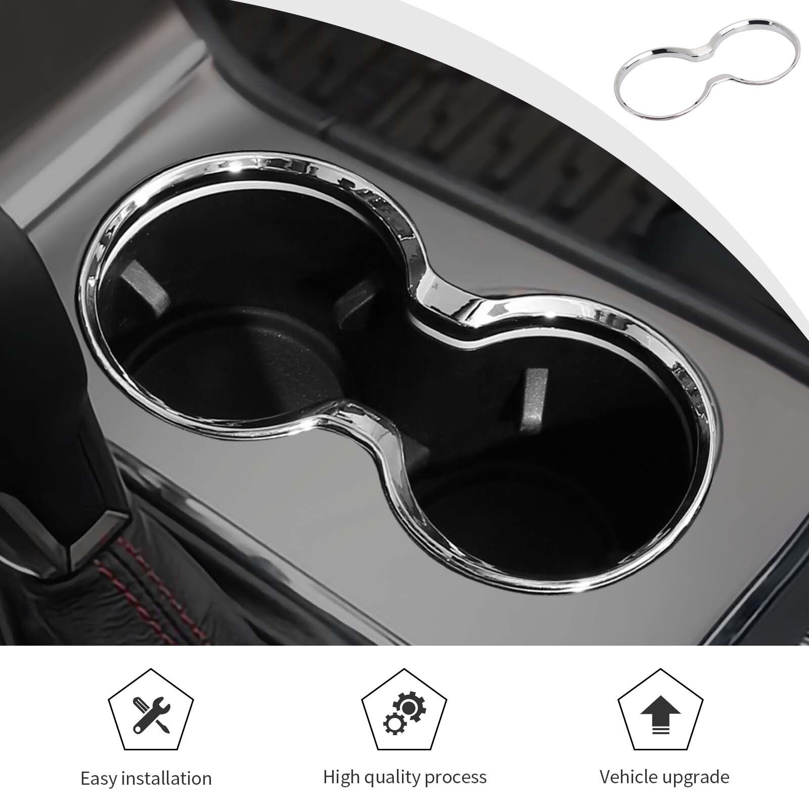 Fit for Jeep Grand Cherokee 2011-2021 Front Cup Holder Frame Cover Trim (Chrome)