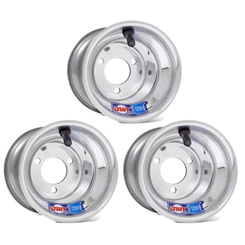 Honda ATC 70 DWT Polished Aluminum Front and Rear Wheels Rims Snow Hog Tires 18"