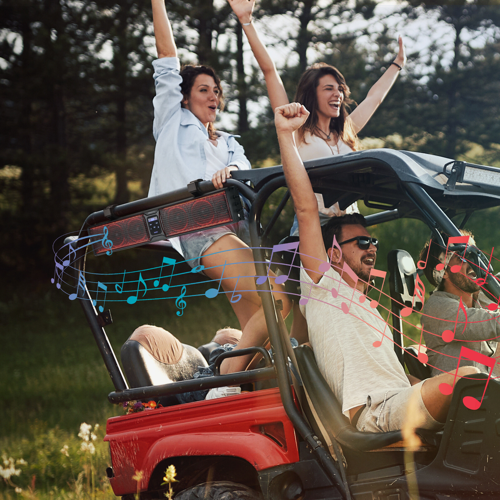 KEMIMOTO 26'' RGB UTV Sound Bar Bluetooth Speaker System for Polaris RZR Can Am