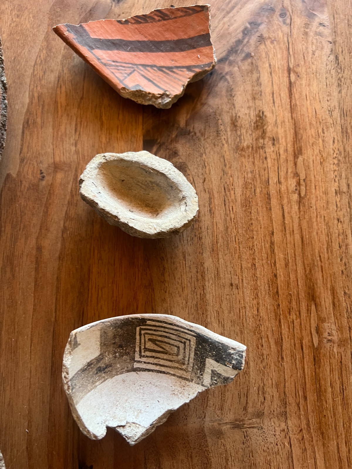 12 Striking Anasazi Pottery Sherds, Red, Black on-White, large fragments