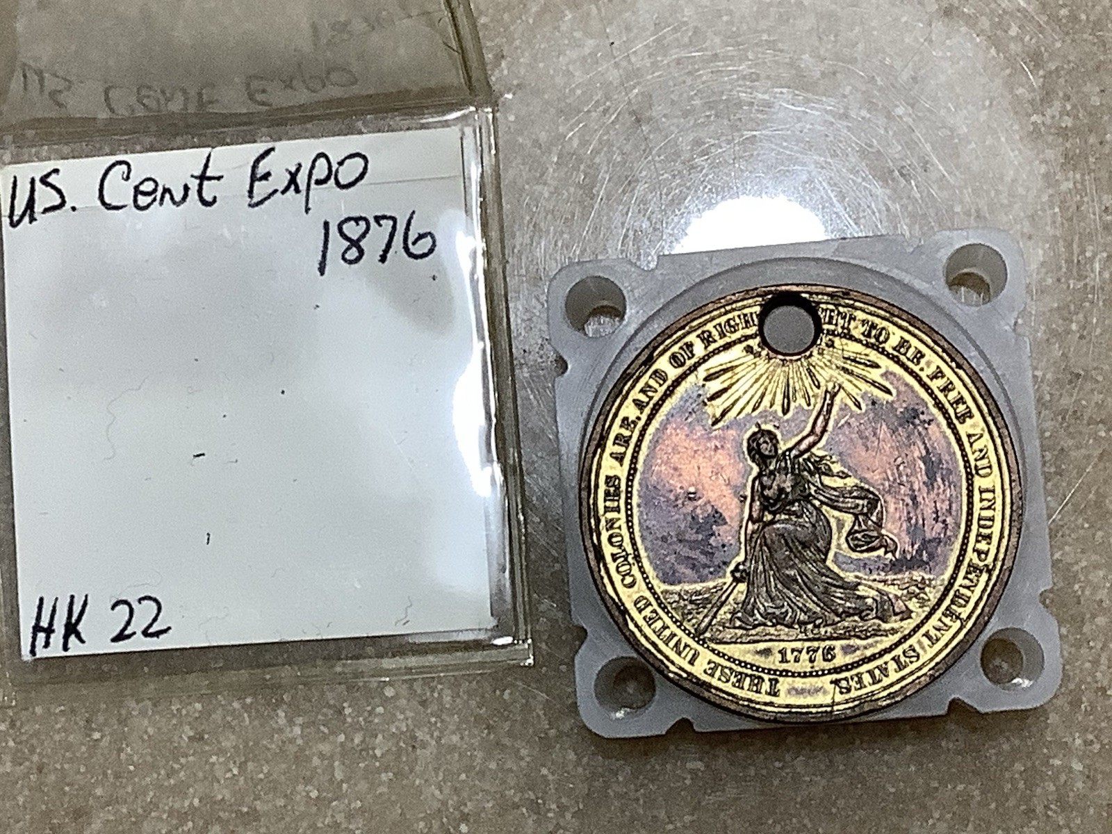 1876 US Centennial Expo Official Medal Hk-22 Gilt So Called Dollar