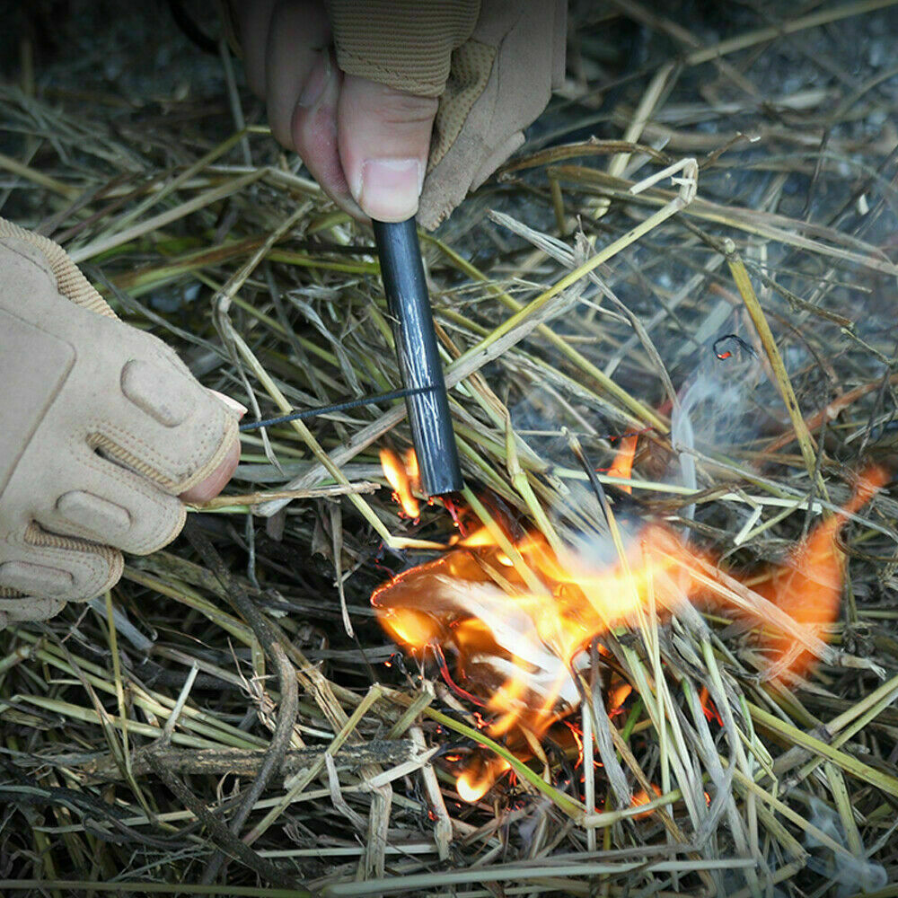 2Pc Fire Starter Flint Steel Striker Survival Kit Ferro Rod Outdoor Camping Tool