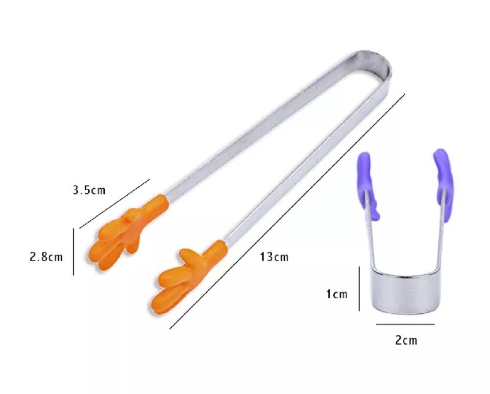 4 Pcs 5Inch Silicone Mini Tongs Set - Hand Shape, Kid-Friendly Sugar Cube Tongs