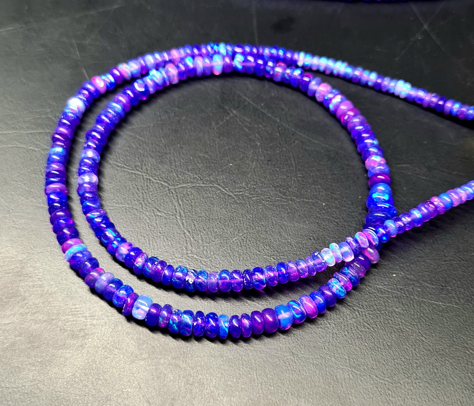 Lilac Ethiopian Opal Rondelle Beads: Handcut Gemstone beads