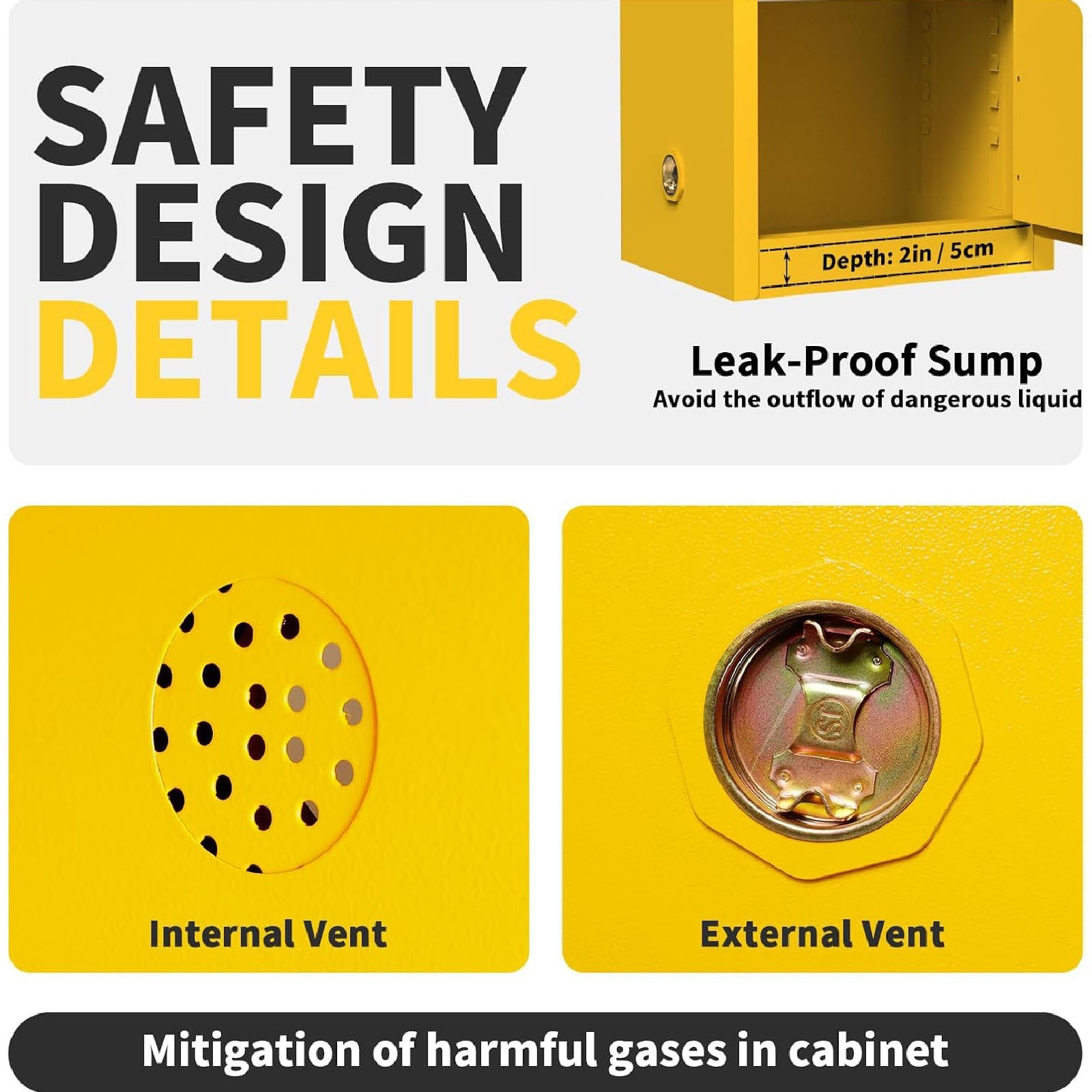 12/45/60/80 Gal Flammable Liquids Storage Cabinet Fireproof Cabinet for Factory