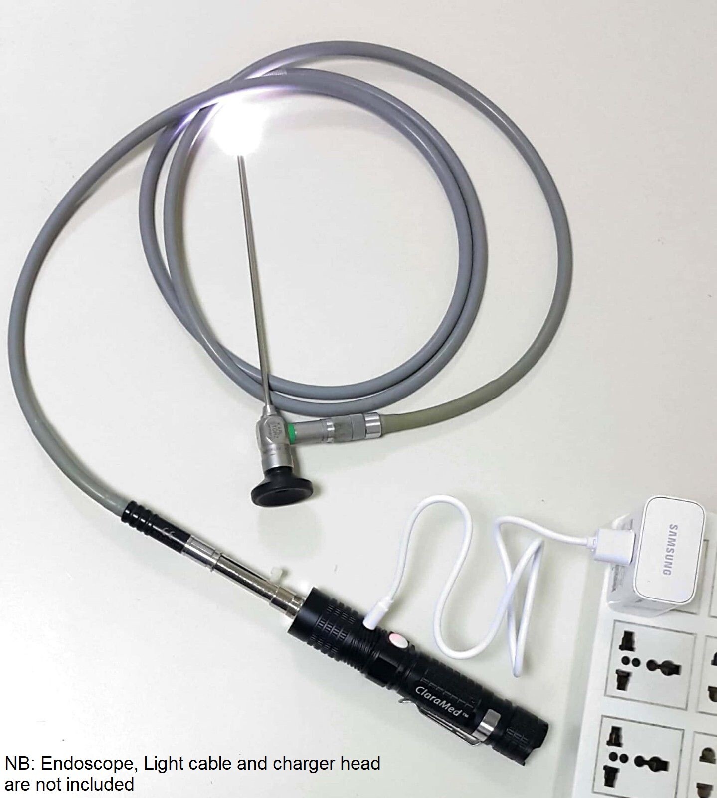 ClaraMed Battery/USB light source compatible with ACMI/Olympus/Storz endoscopes