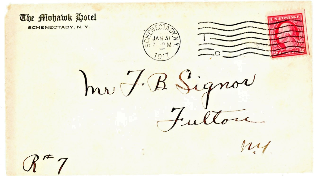 1917 The Mohawk Motel Schenectady New York Letter and envelope