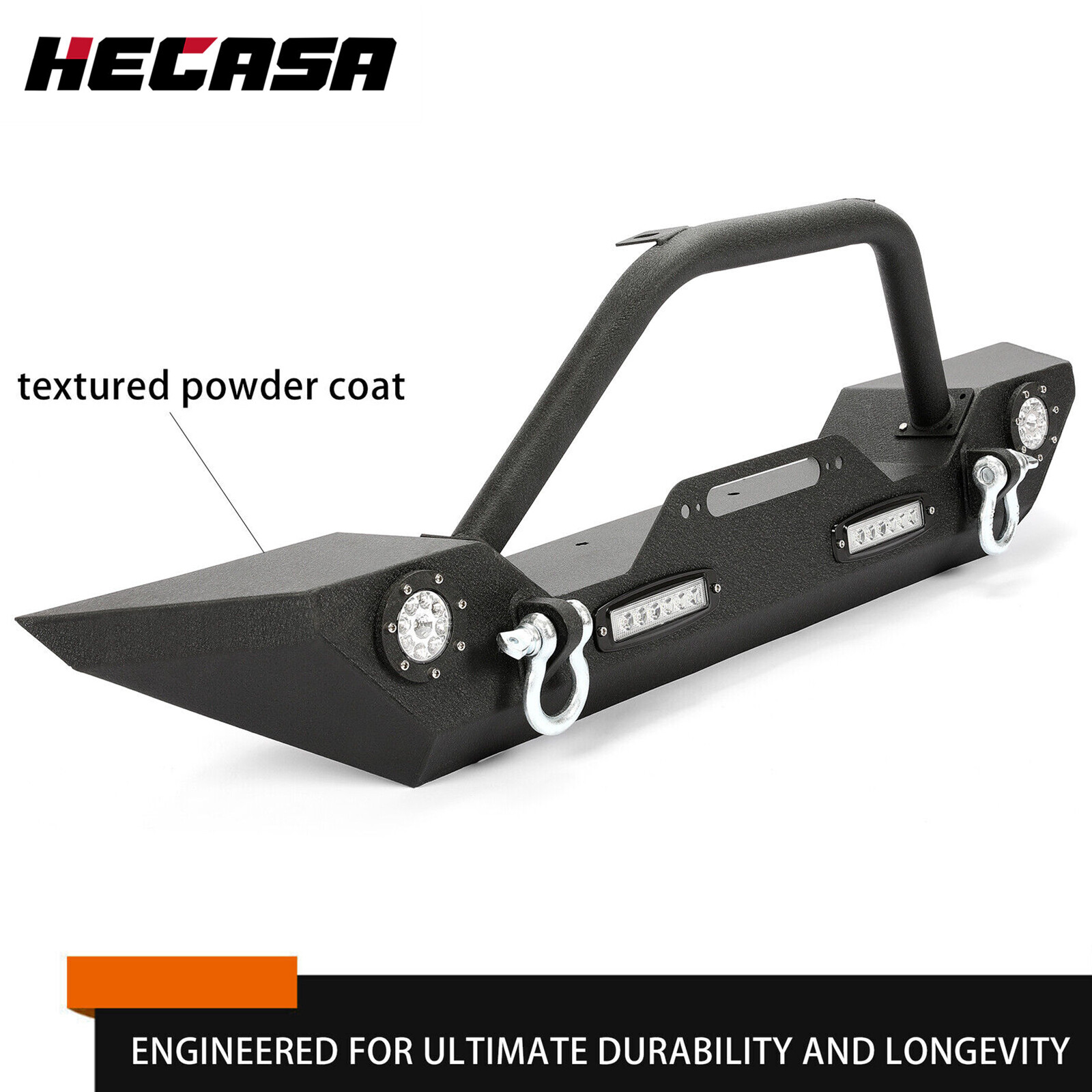 Steel Front Bumper w/LED Lights for Jeep Wrangler JK JL 07-22 Gladiator JT 20-22