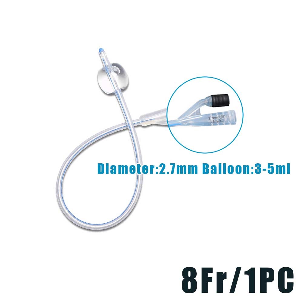 1-10PCS Disposable 2-Way Silicone Urinary Catheter For 8r/12/14/16/18/20/22/24Fr