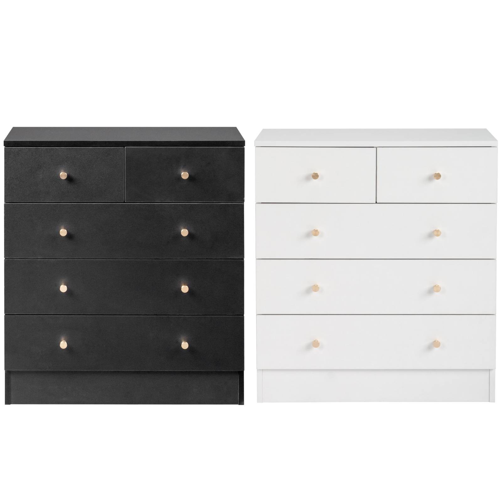 Wooden 5 Drawer Dresser Storage Tower Organizer Unit for Bedroom Closet Entryway