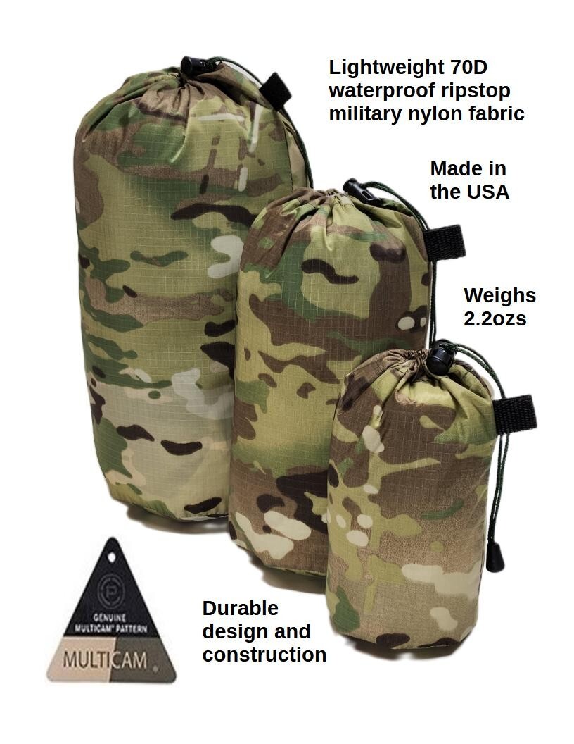 3-pk MULTICAM 70D Mil-spec Ripstop Waterproof Nylon Camping Hiking Stuffsack Set