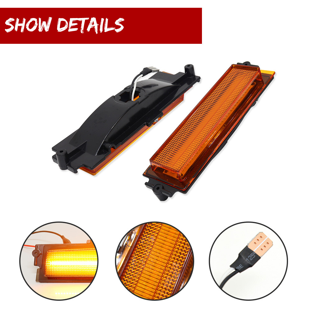 For 1981-1988 Chevy Monte Carlo SS Amber LED Front & Red Rear Side Marker Lights